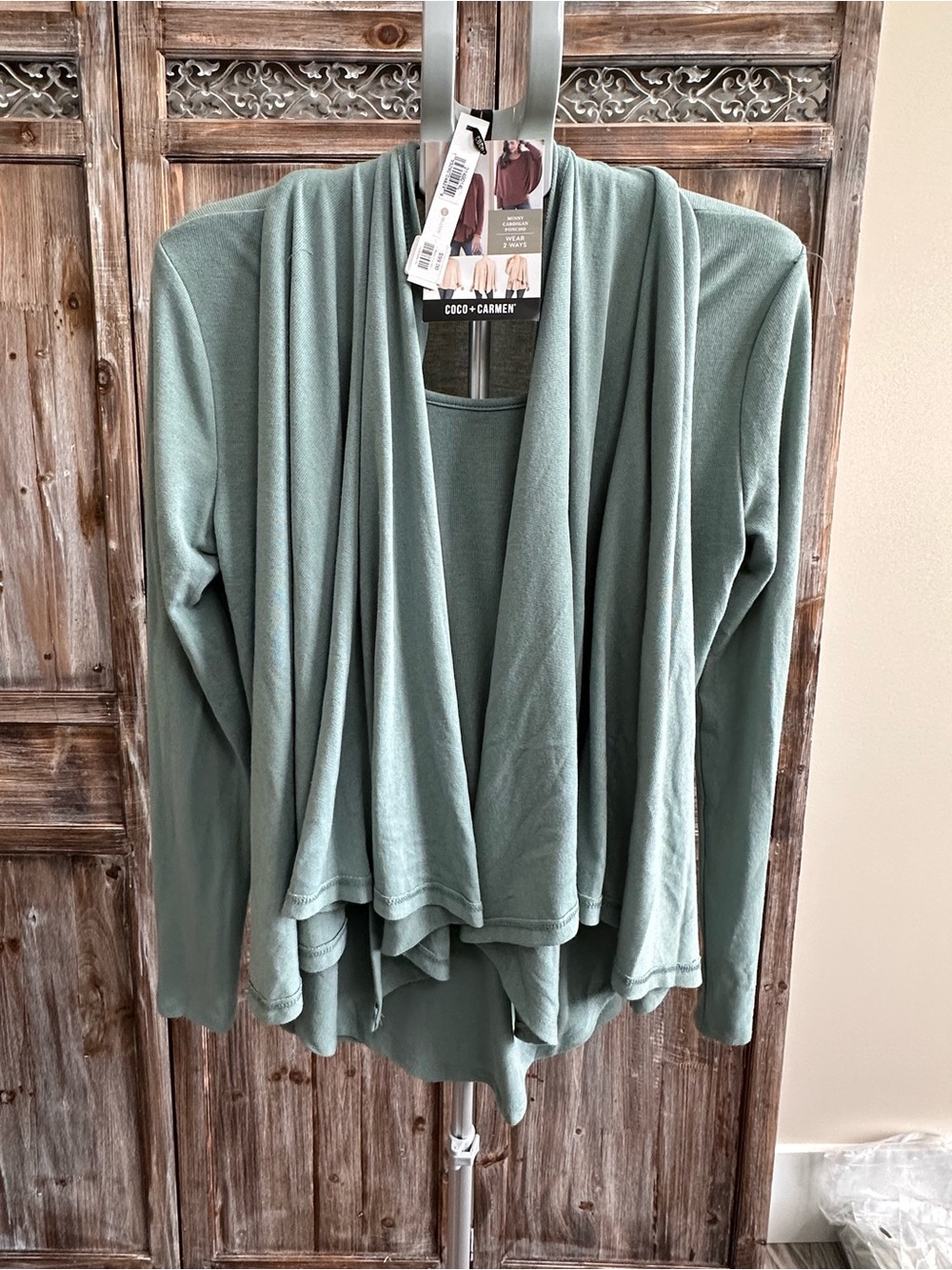 Coco + Carmen Relaxed Sage Green Scoop Neck Pullover SWEATER CAPE
